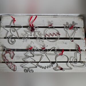 Set of 9 Vintage Handmade thick silver wire ornaments  Unique!!